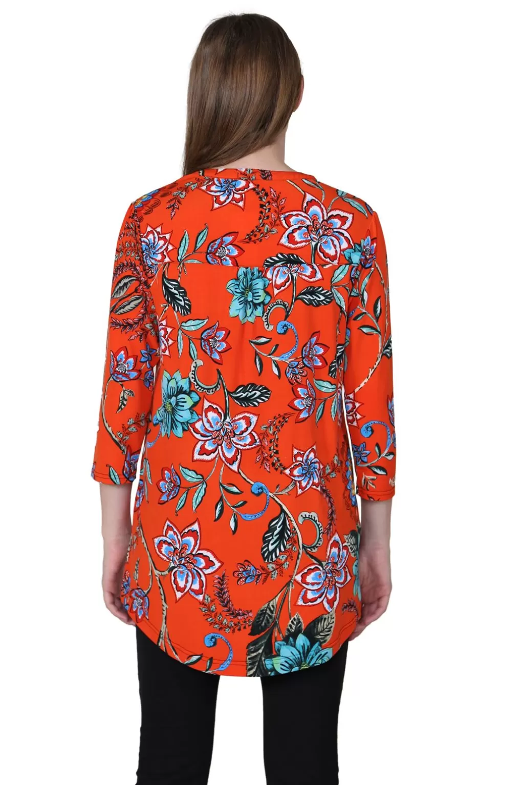 La Cera™ La Cera Mandarin Floral Print Tunic