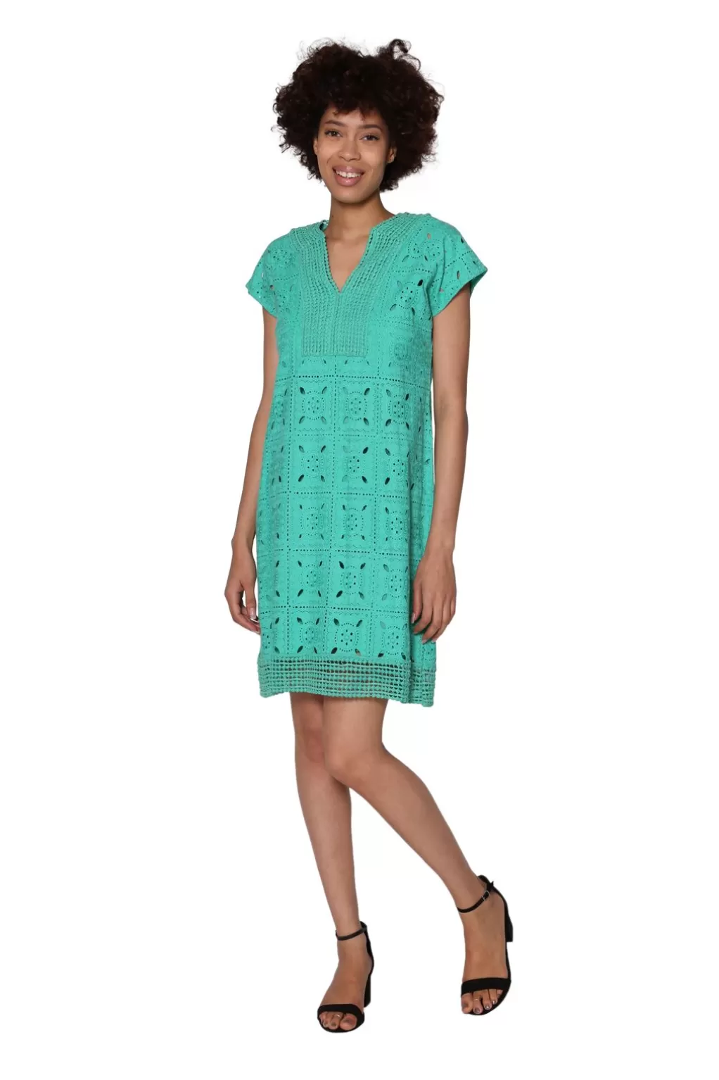 La Cera™ La Cera Medallion Lace Cap Sleeve Dress