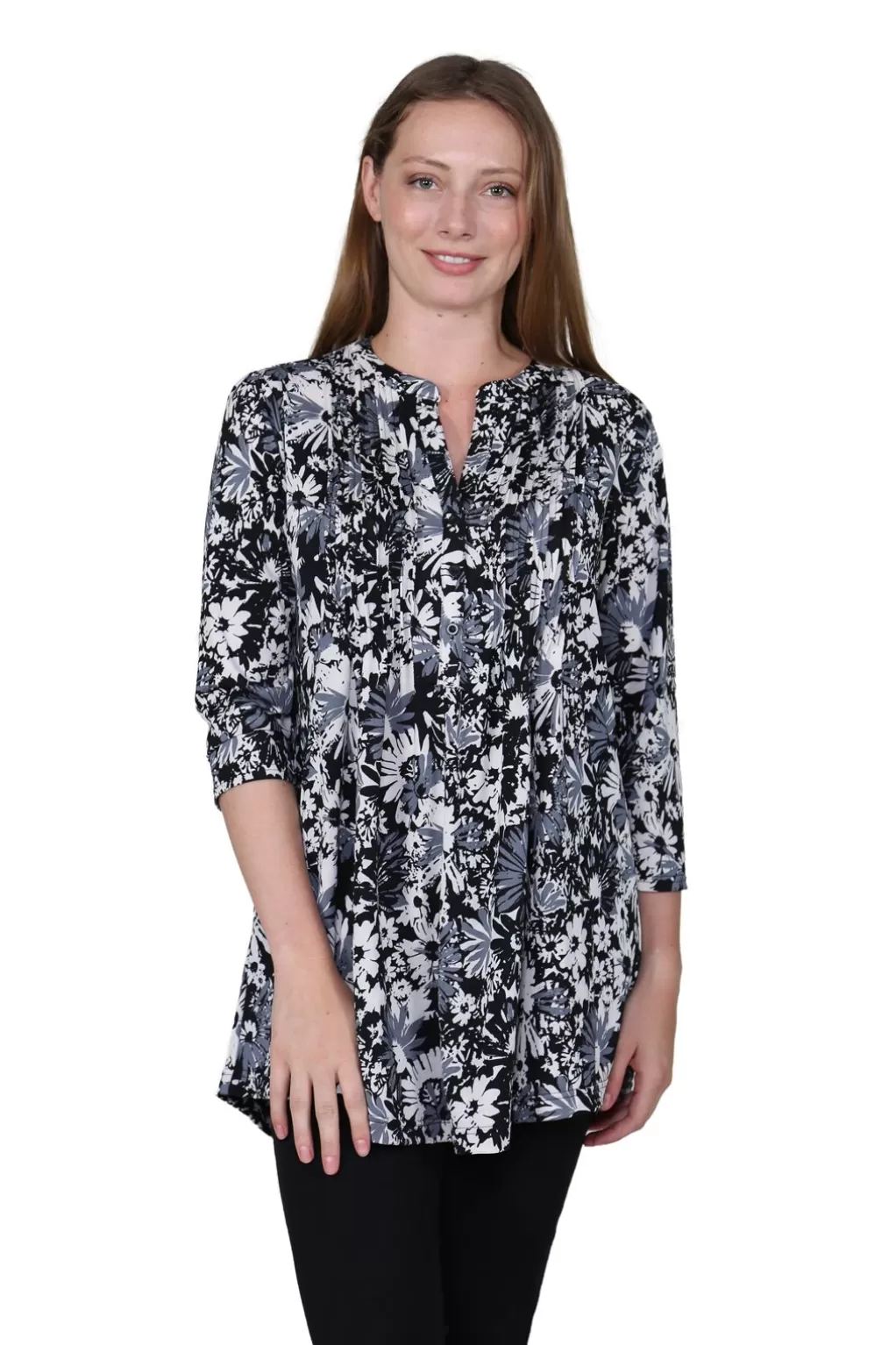 La Cera™ La Cera Midnight Blooms Print Tunic