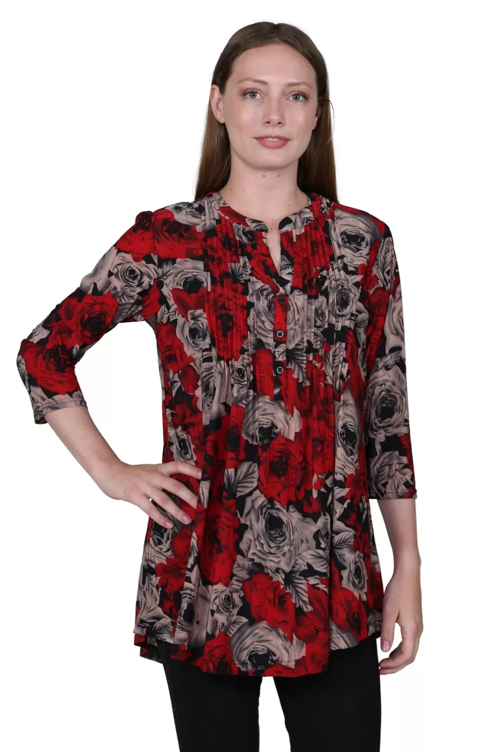 La Cera™ La Cera Midnight Roses Print Tunic