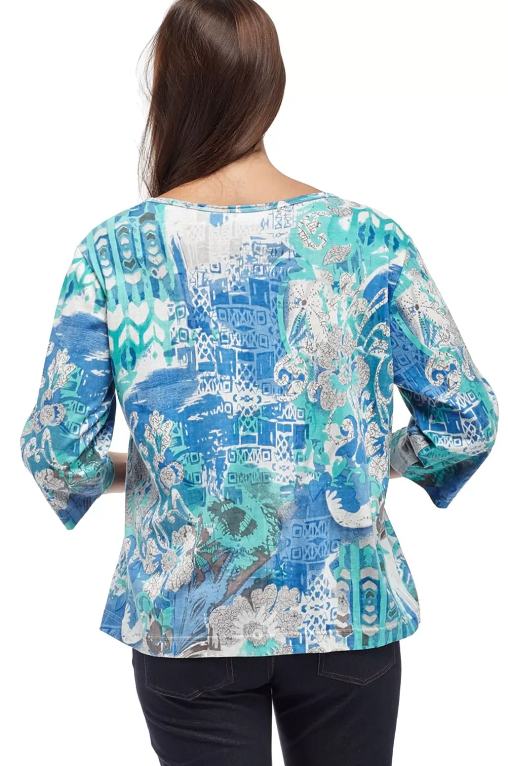 La Cera™ La Cera Multi Printed Tunic Top