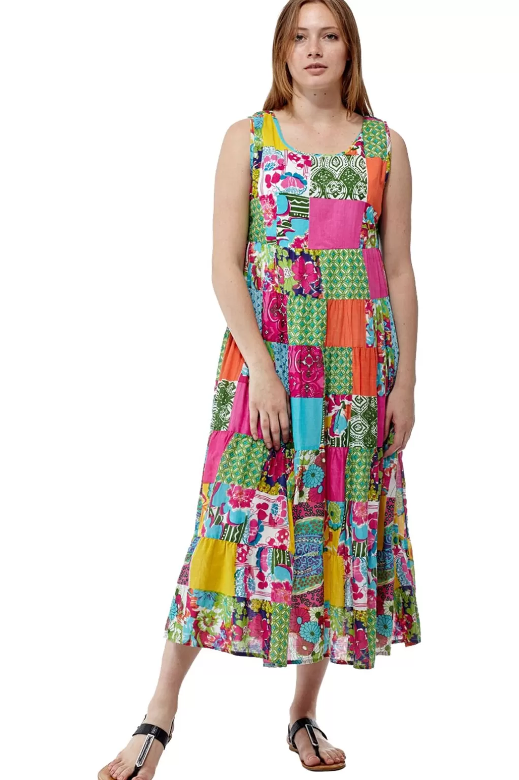 La Cera™ La Cera Multicolored Patchwork Dress
