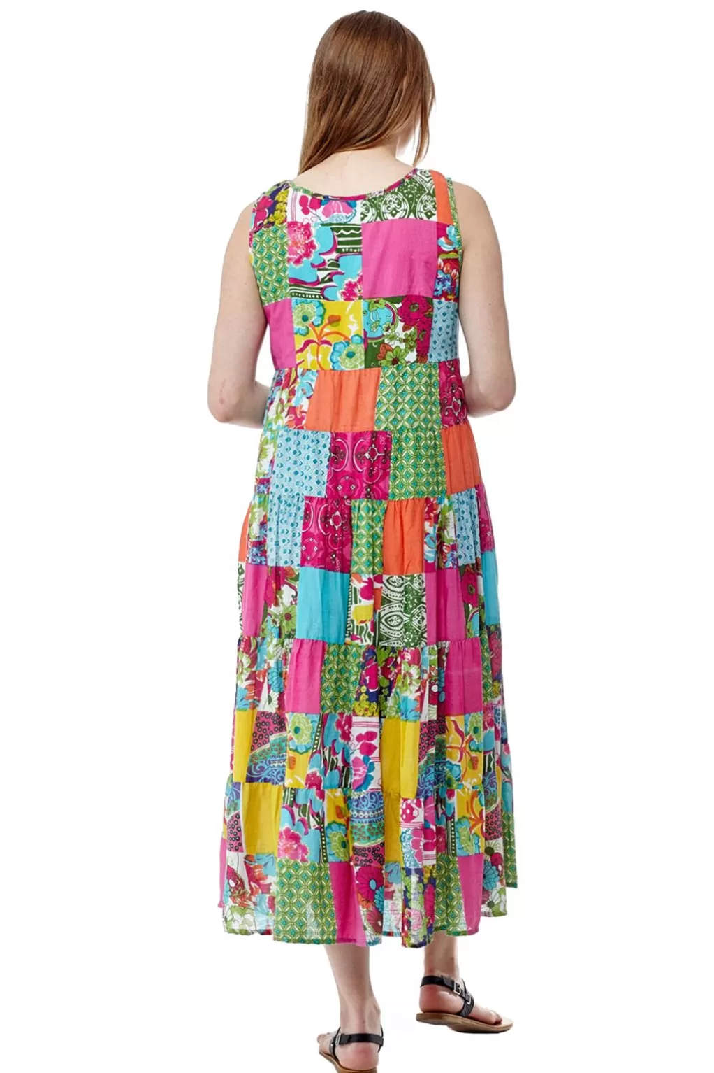 La Cera™ La Cera Multicolored Patchwork Dress