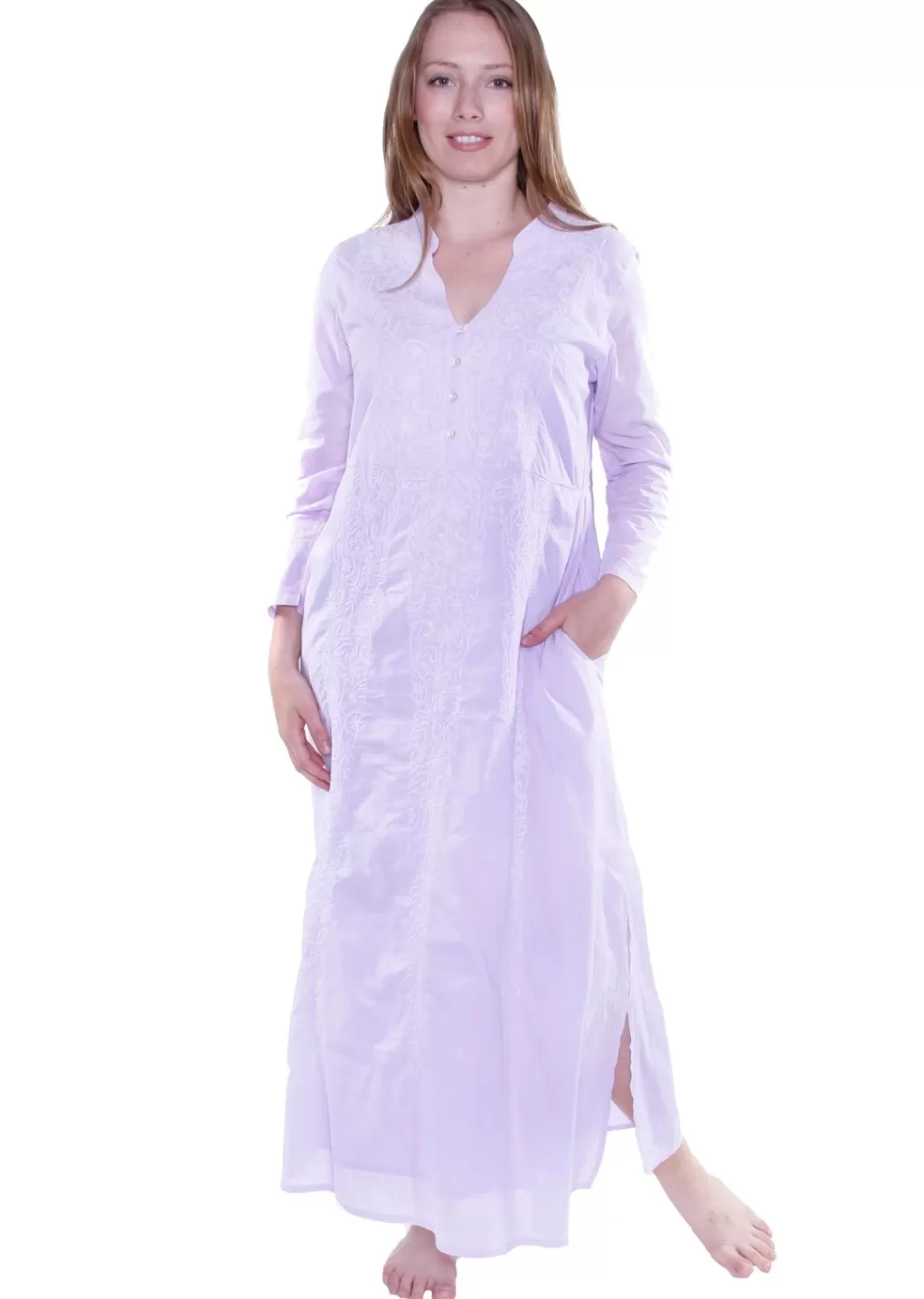 La Cera™ La Cera Notch V-Neck Embroidered Caftan