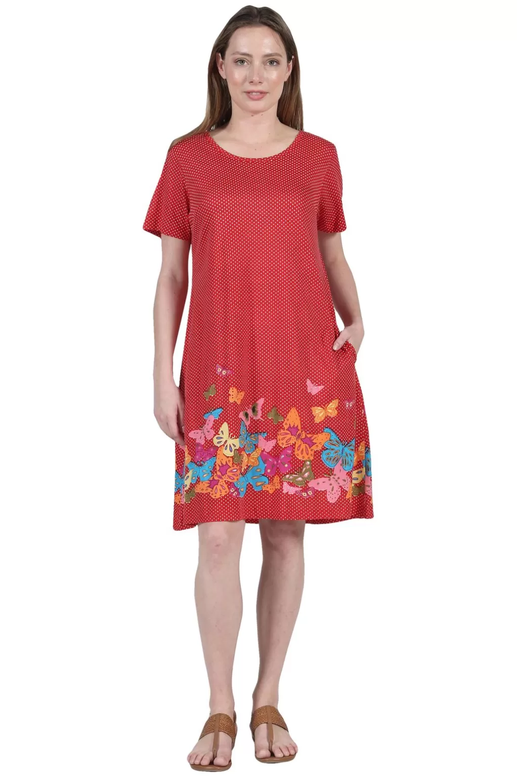La Cera™ La Cera Novelty Floral Butterfly Print Short Sleeve Plus Size Dress