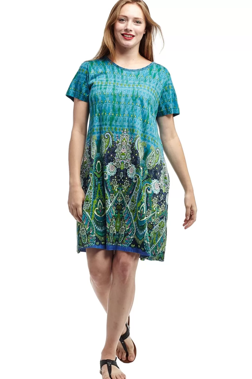 La Cera™ La Cera Novelty Paisley Print Short Sleeve Dress