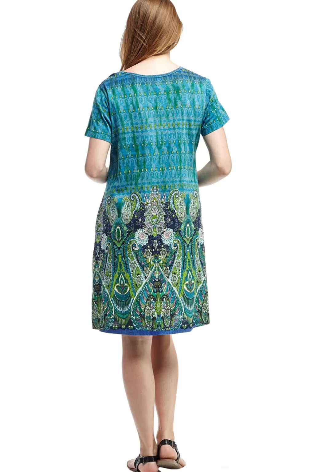 La Cera™ La Cera Novelty Paisley Print Short Sleeve Dress