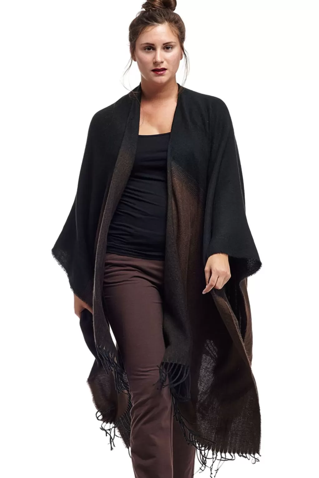 La Cera™ La Cera Ombre Split Poncho Shawl