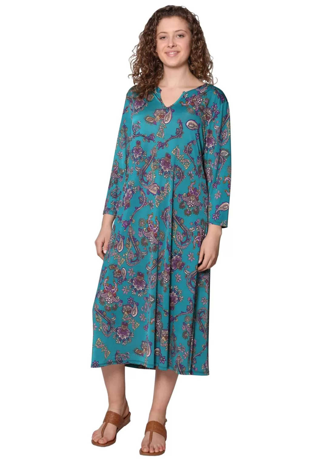 La Cera™ La Cera Paisley Print Long Sleeve Dress