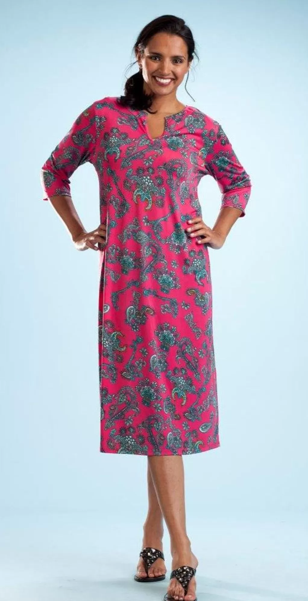 La Cera™ La Cera Paisley Print Long Sleeve Dress
