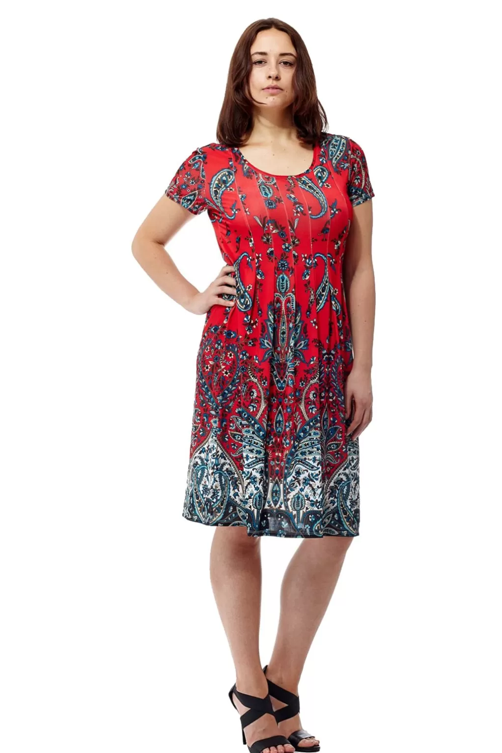 La Cera™ La Cera Paisley Printed Short Sleeve Dress
