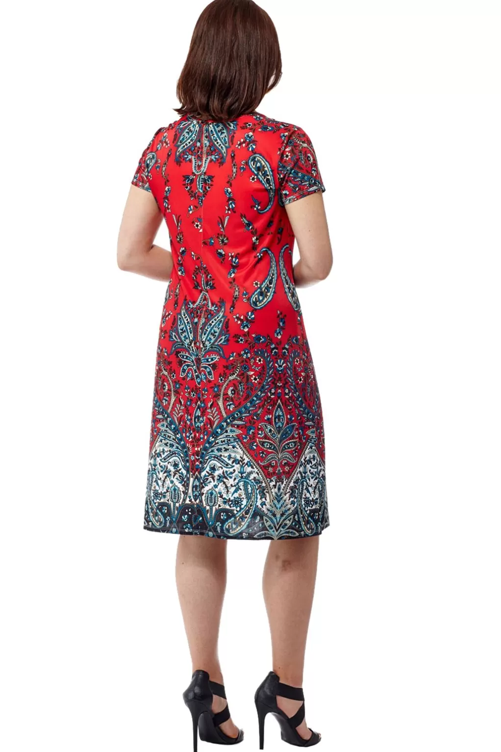 La Cera™ La Cera Paisley Printed Short Sleeve Dress