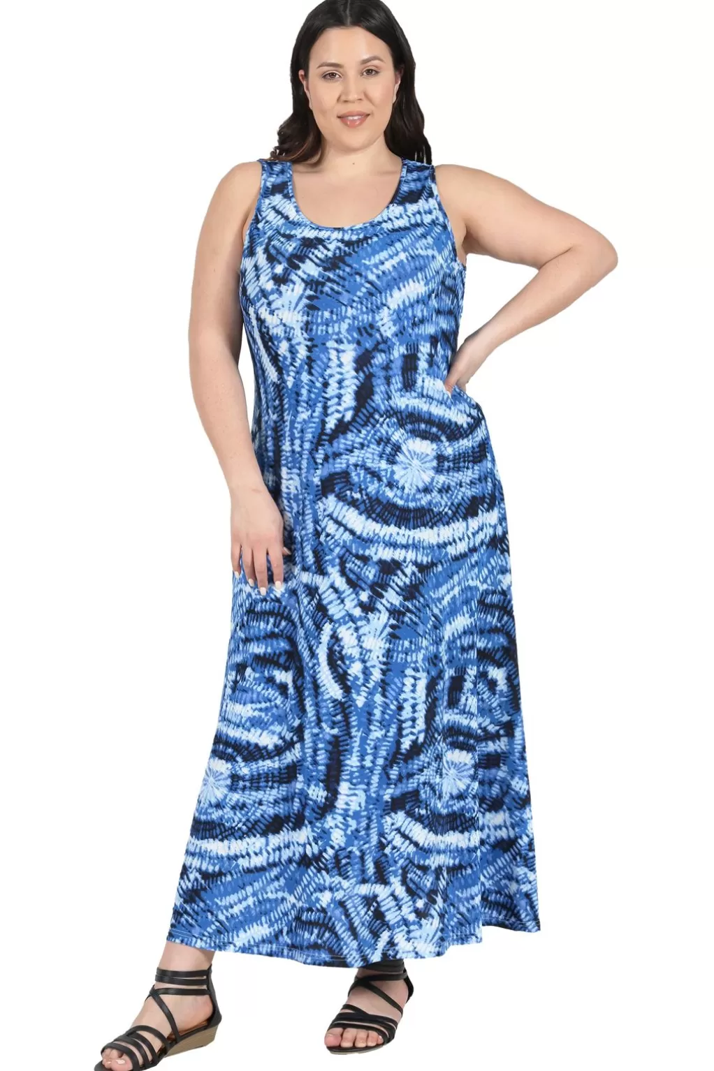 La Cera™ La Cera Paisley Tie Dye Print Plus Size Maxi Dress