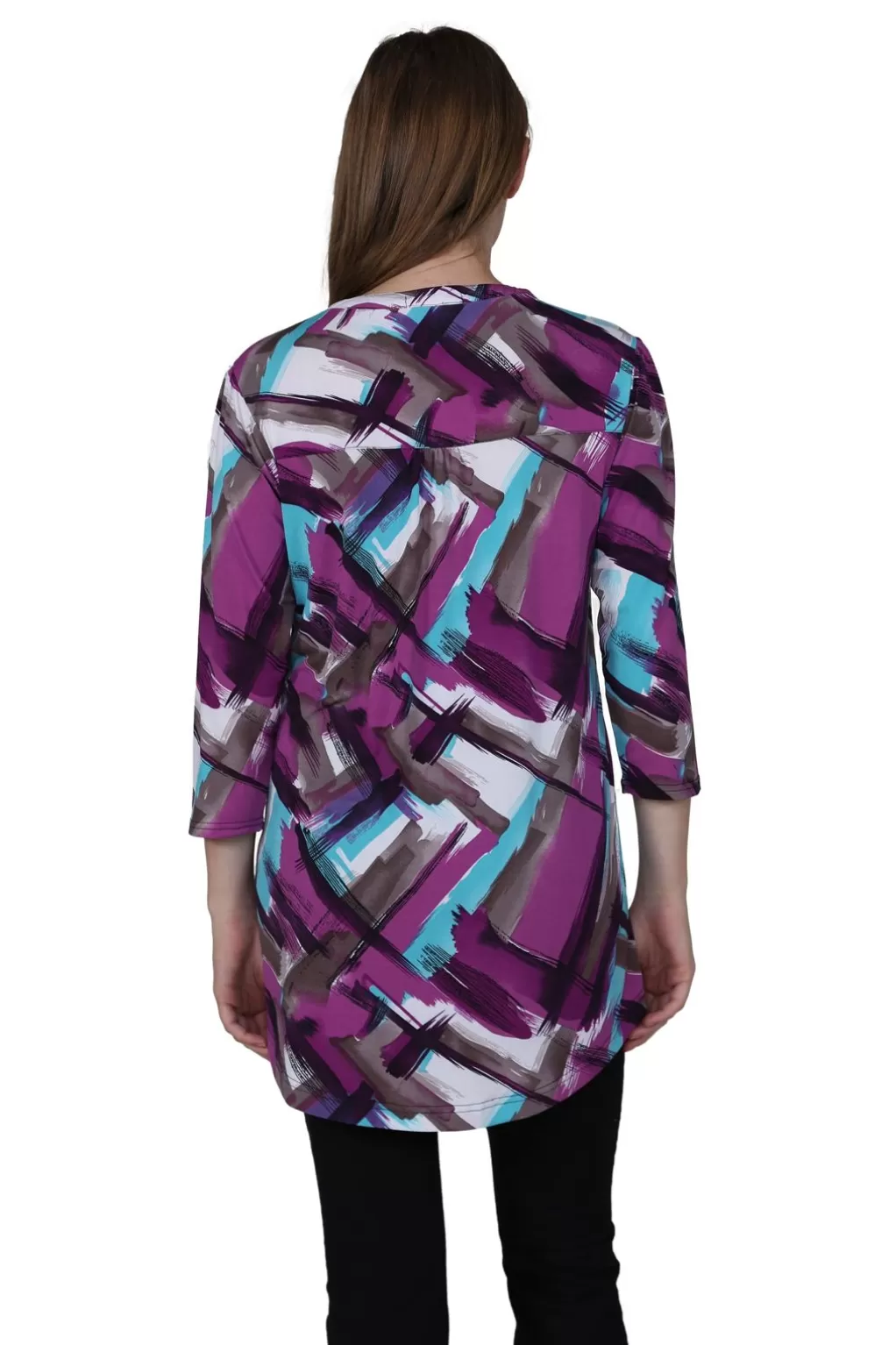 La Cera™ La Cera Pleat Front Geometric Printed Tunic