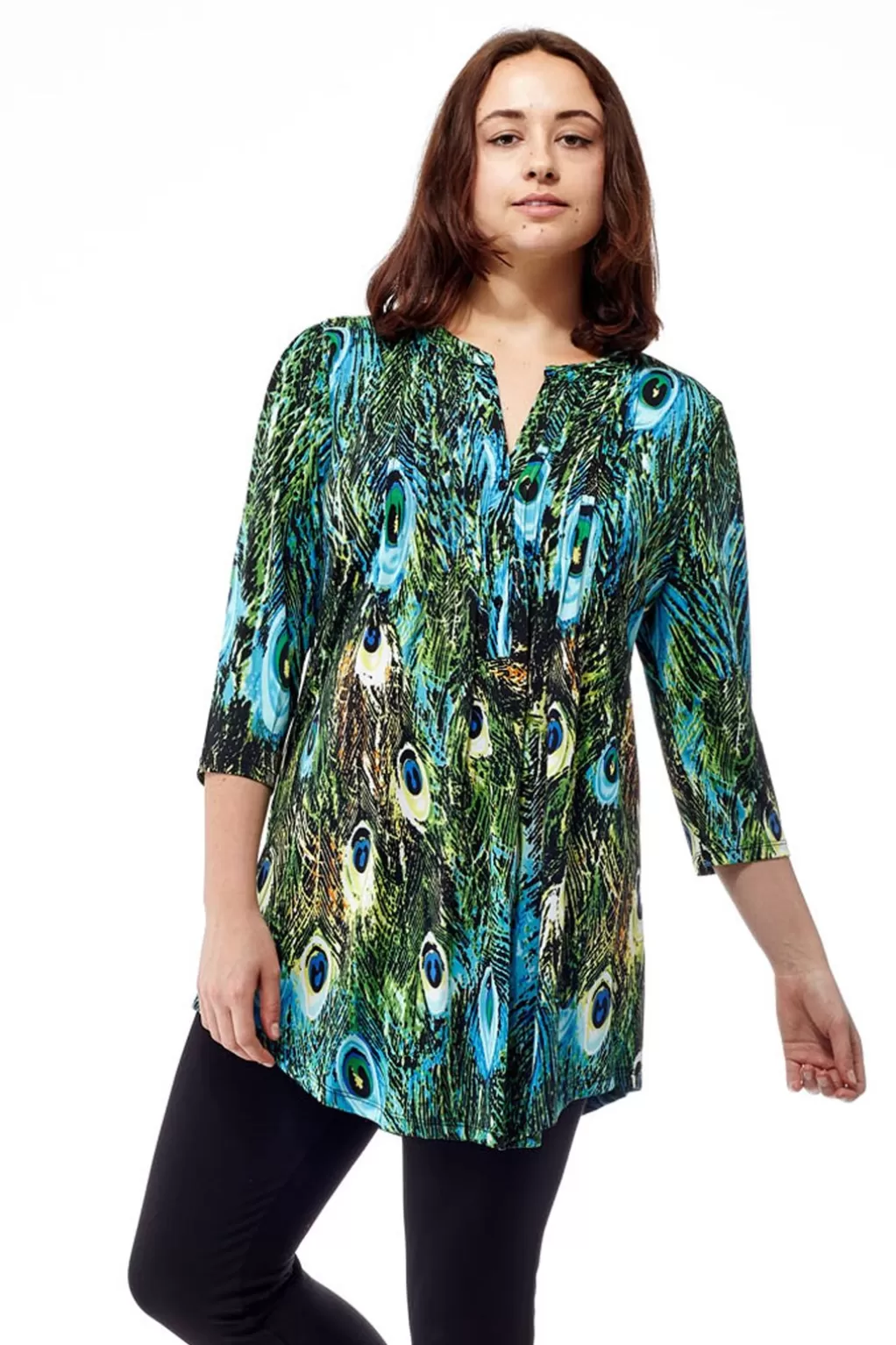 La Cera™ La Cera Pleat Front Printed Tunic