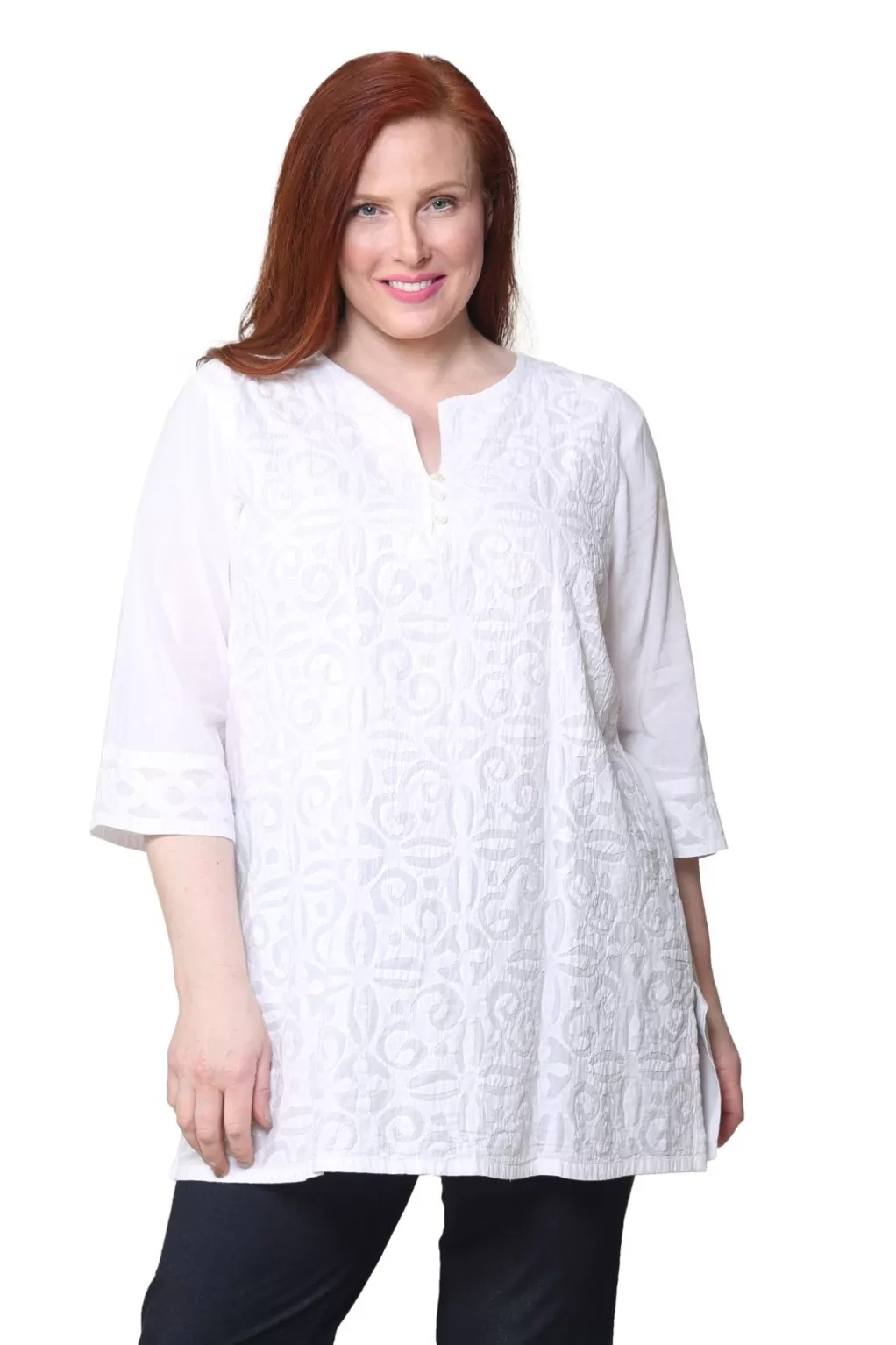 La Cera™ La Cera Plus Size Applique Top