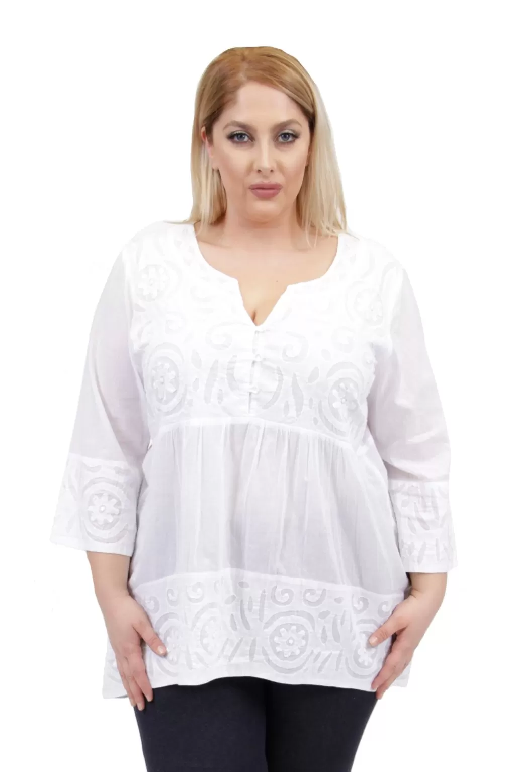 La Cera™ La Cera Plus Size Applique Trimmed Tunic