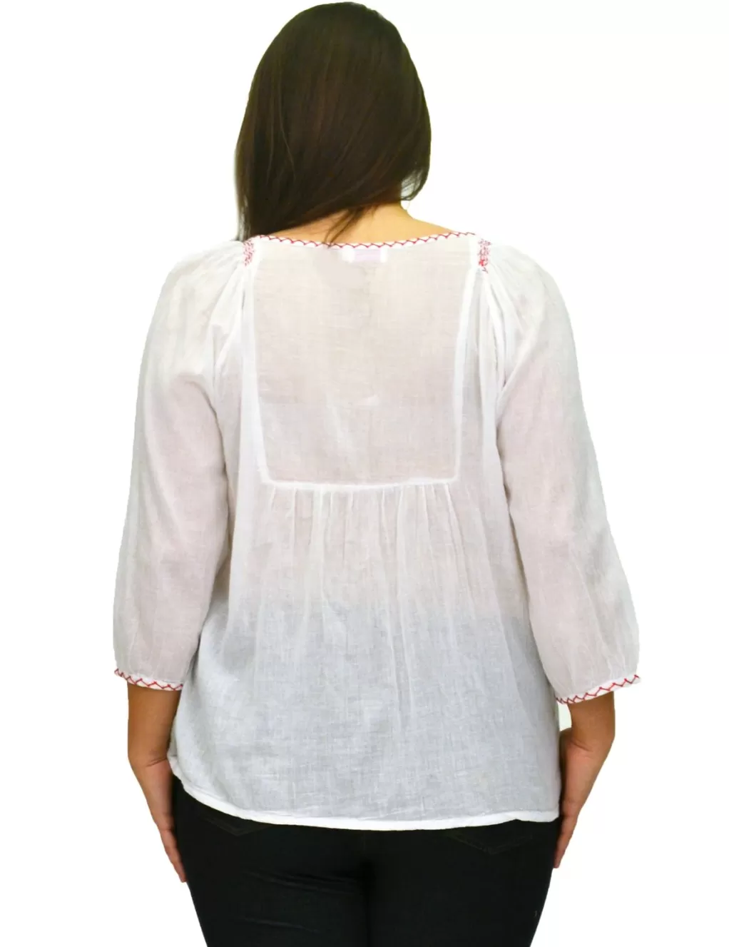 La Cera™ La Cera Plus Size Embroidered Peasant Top