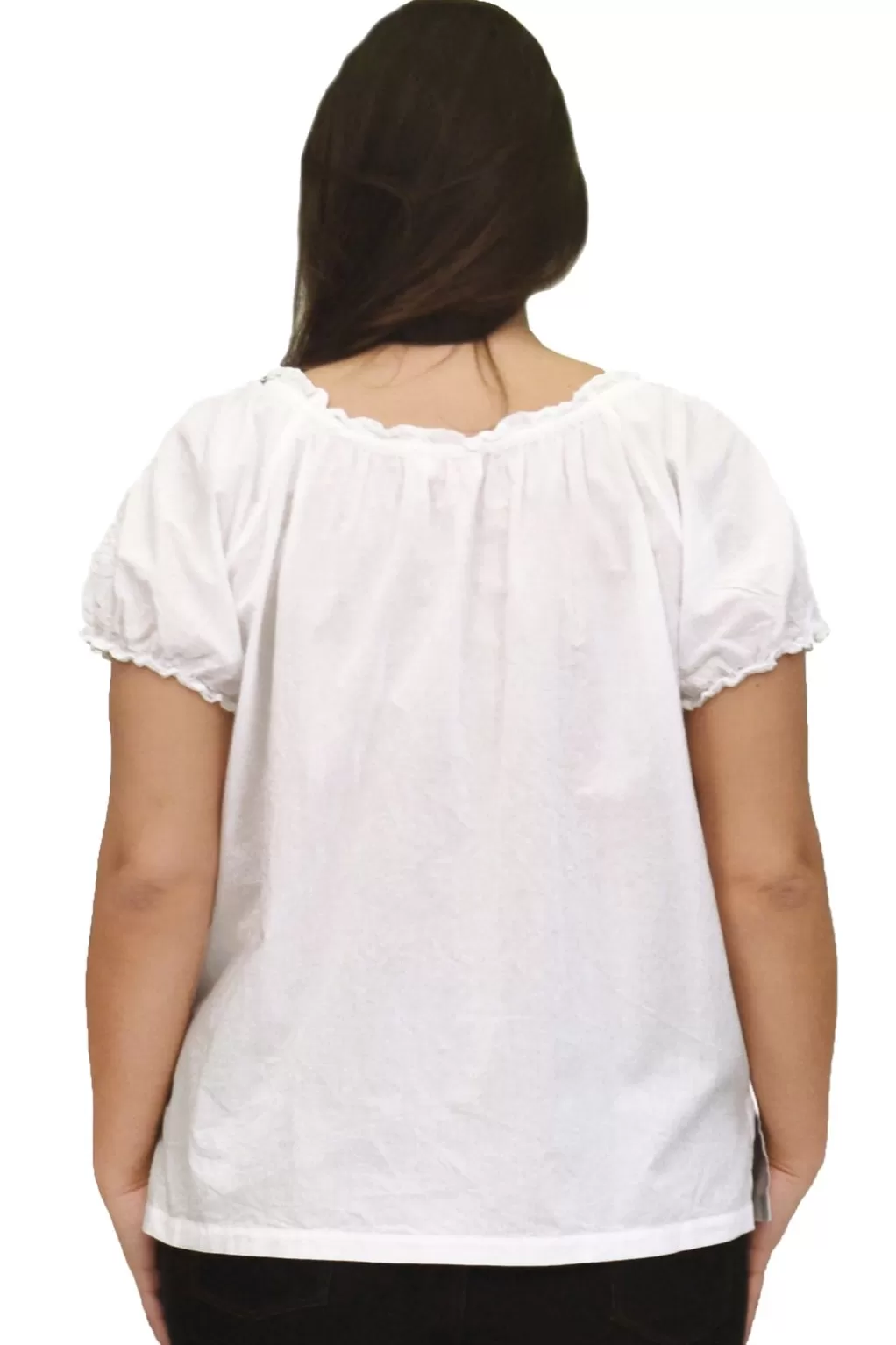 La Cera™ La Cera Plus Size Embroidered Short Sleeve Peasant Top