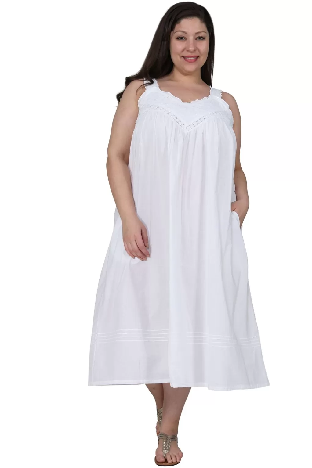 La Cera™ La Cera Plus Size Embroidered Sleeveless Pinafore Gown