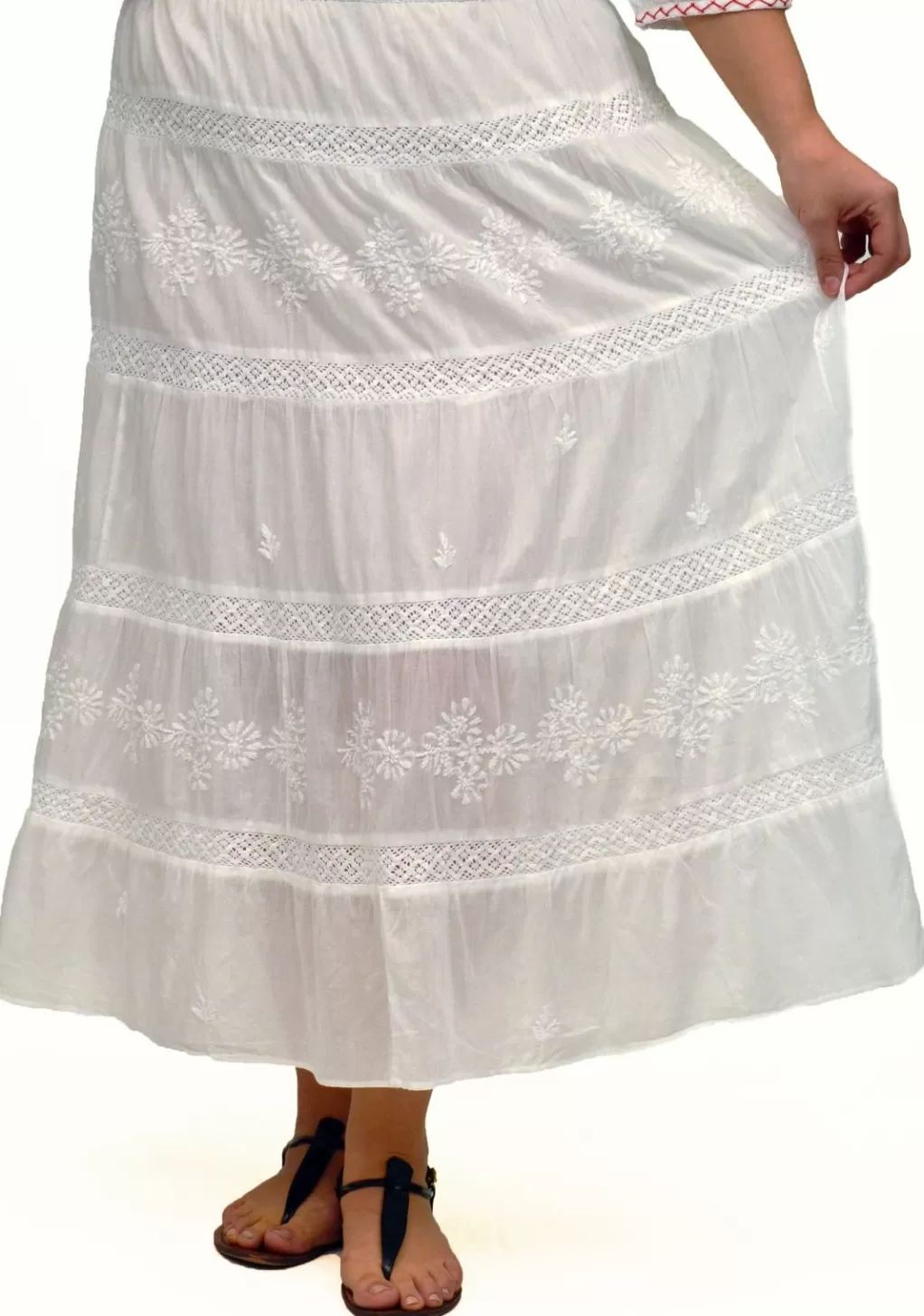 La Cera™ La Cera Plus Size Embroidery Detail Peasant Skirt