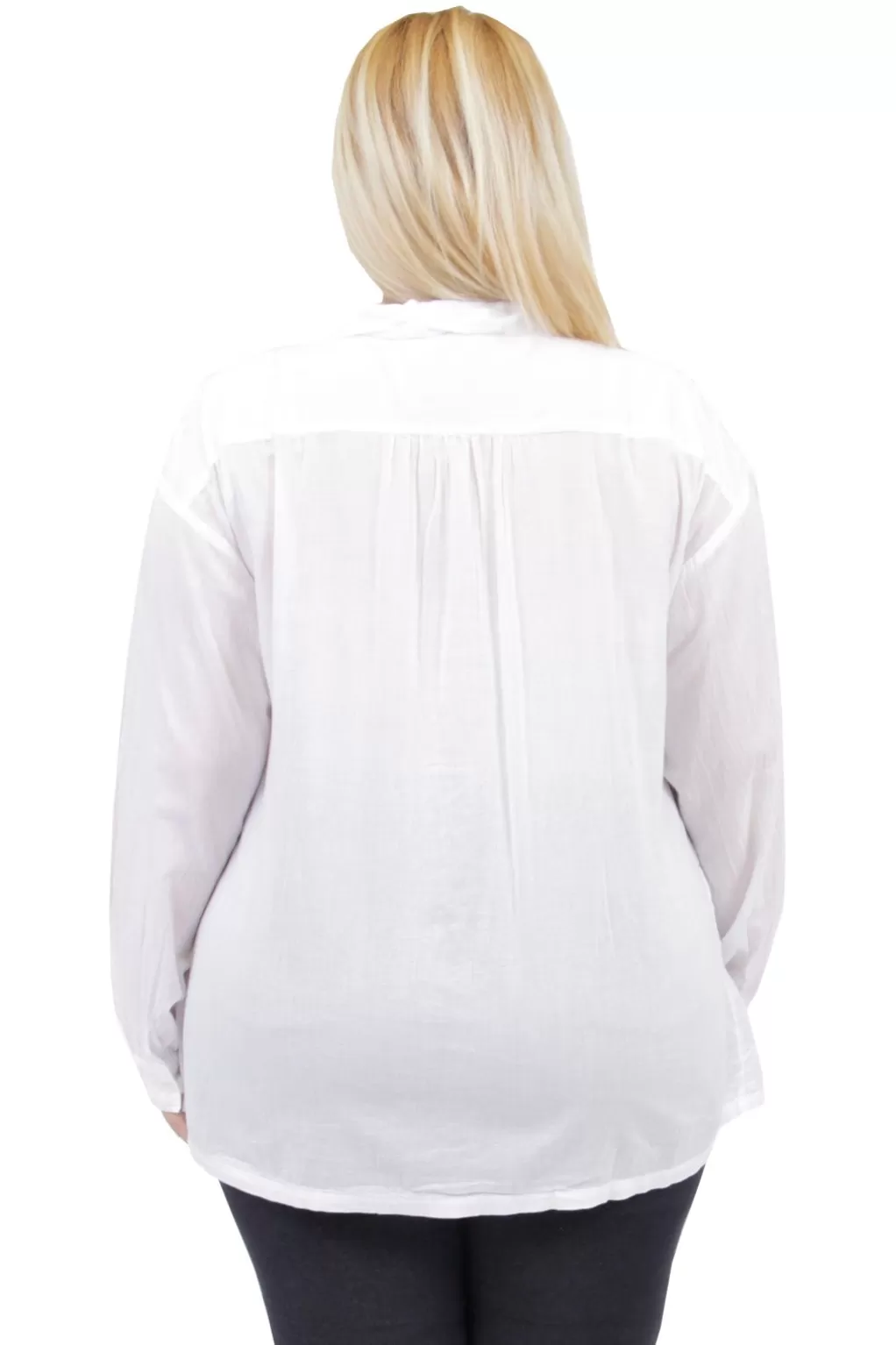 La Cera™ La Cera Plus Size Puckered Button-Up Top