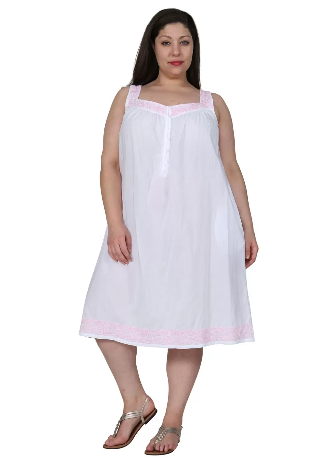 La Cera™ La Cera Plus Size Sleeveless Gown With Contrast Embroidery