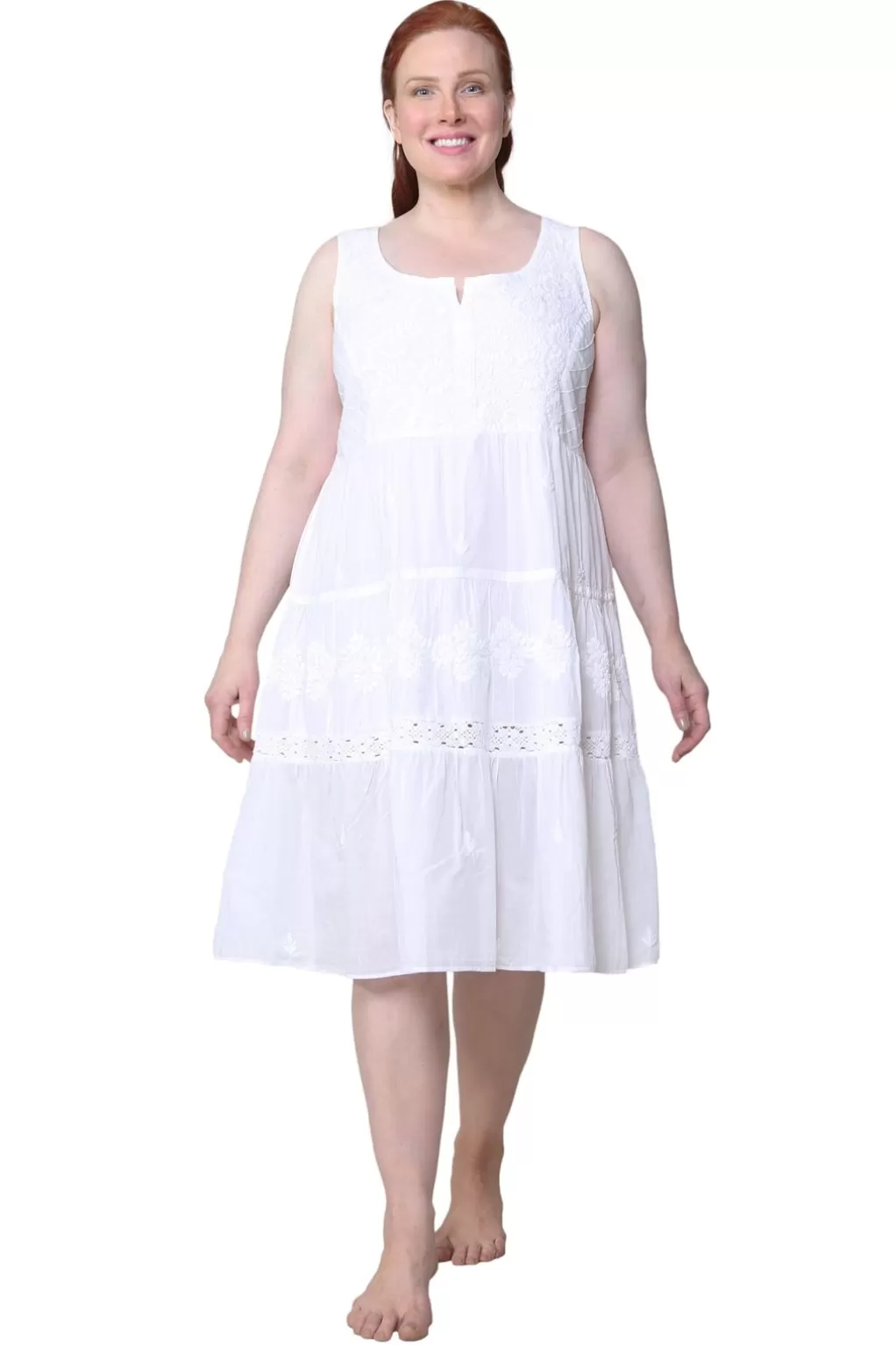 La Cera™ La Cera Plus Size Sleeveless Tiered Chemise