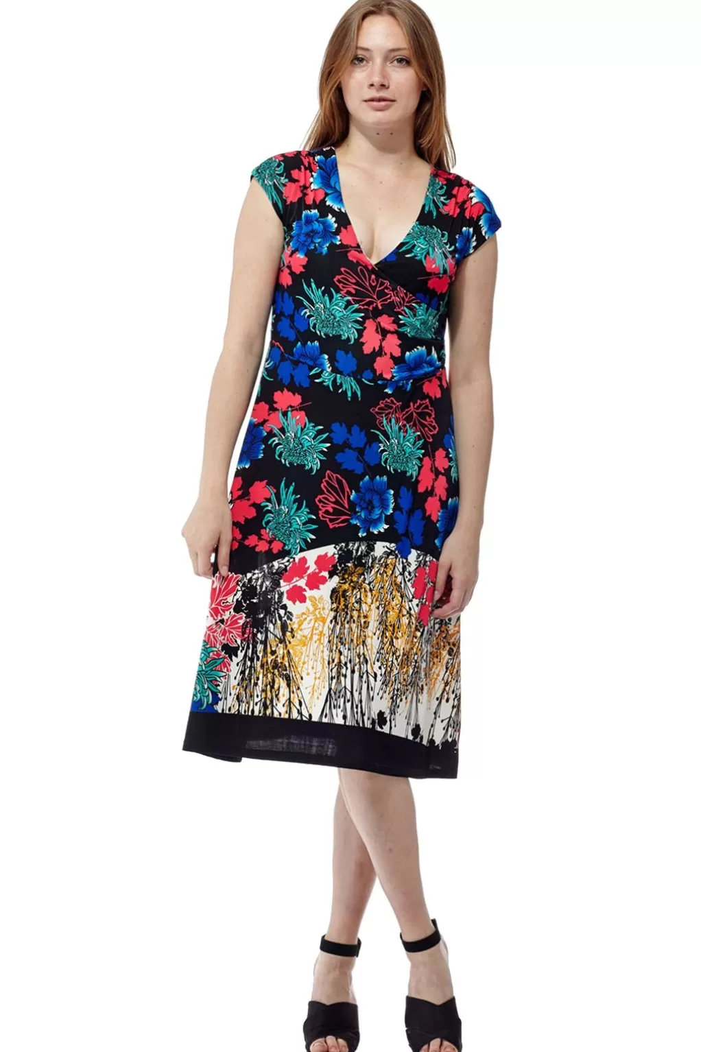 La Cera™ La Cera Print Cross-Over Front Dress