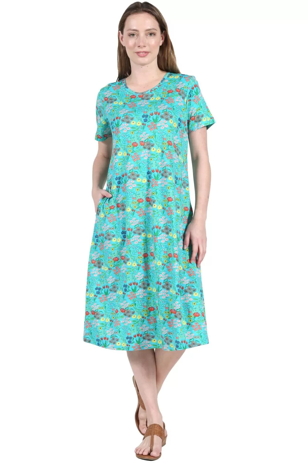 La Cera™ La Cera Printed A-Line Cotton Jersey Knit Plus Size Dress