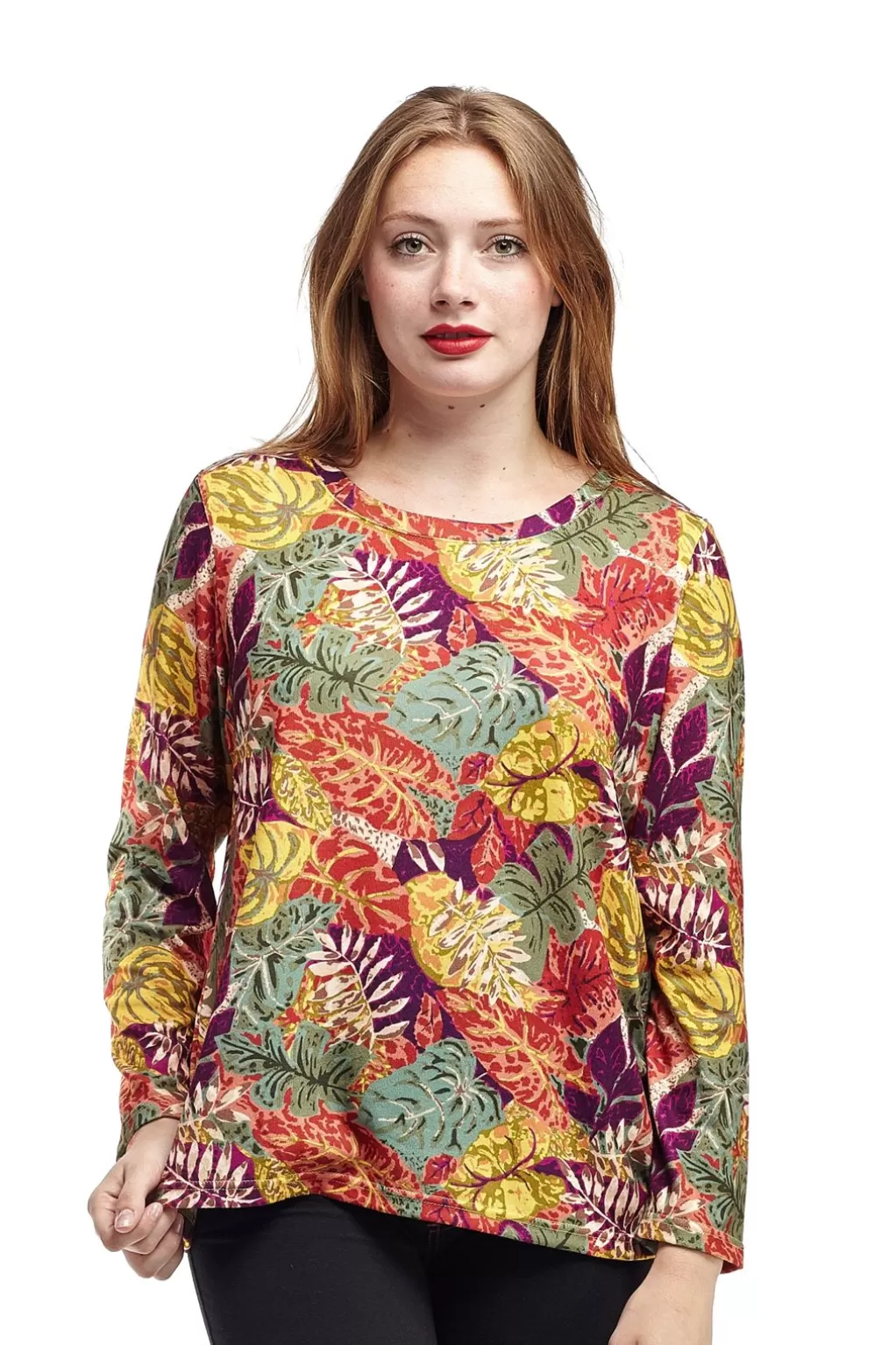 La Cera™ La Cera Printed Multi-Colored Printed Top