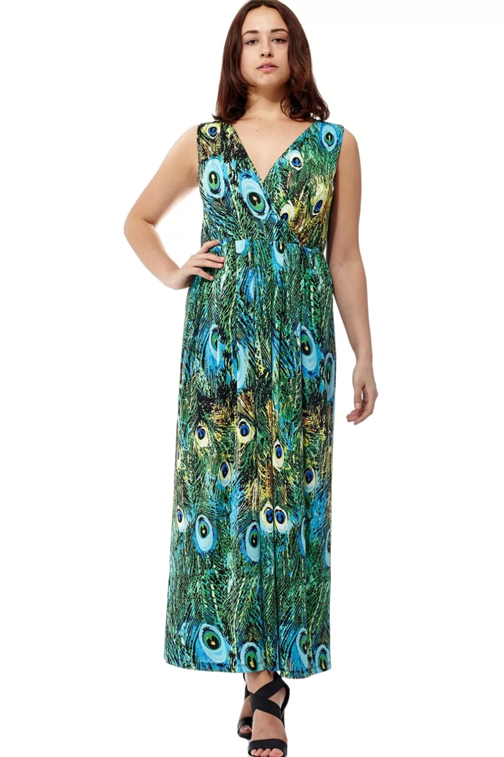 La Cera™ La Cera Printed Sleevless Maxi Dress