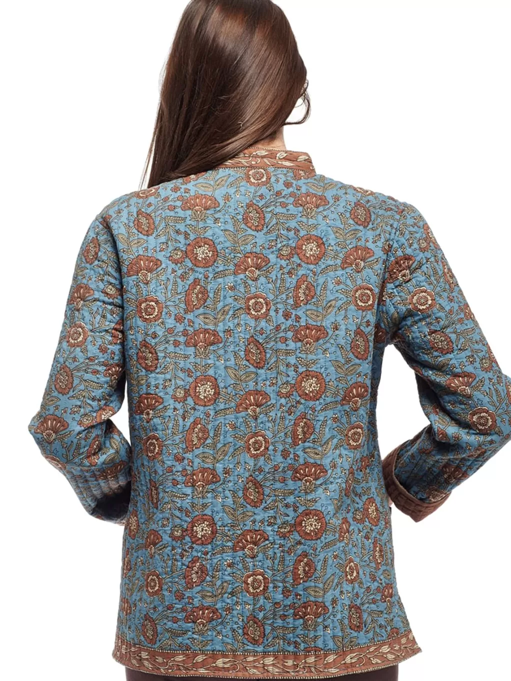 La Cera™ La Cera Quilted Blue Mandarin Jacket