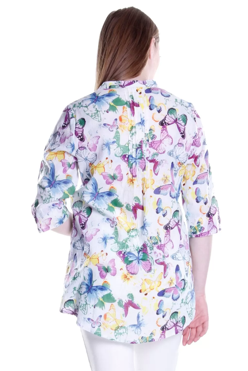 La Cera™ La Cera Rainbow Butterfly Print Pleated Tunic