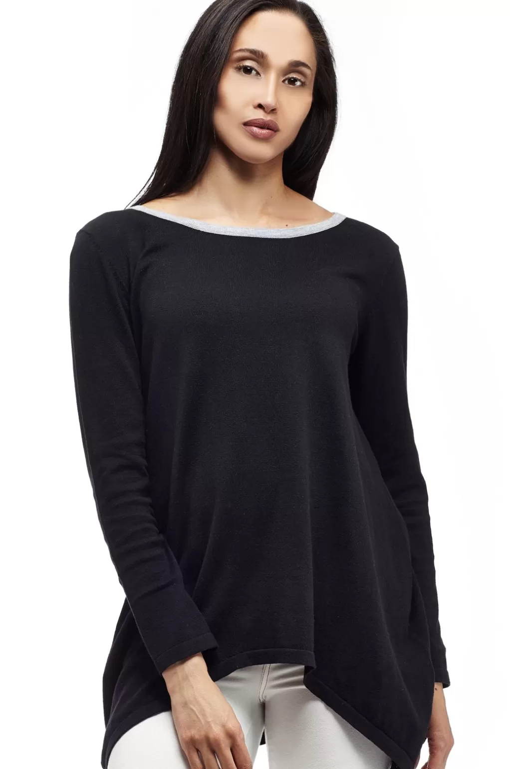 La Cera™ La Cera Rounded Neck Pullover Sweater Top