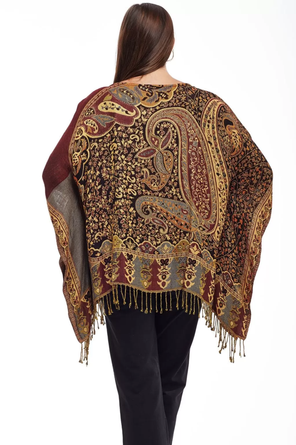 La Cera™ La Cera Shawl Paisley Printed Poncho