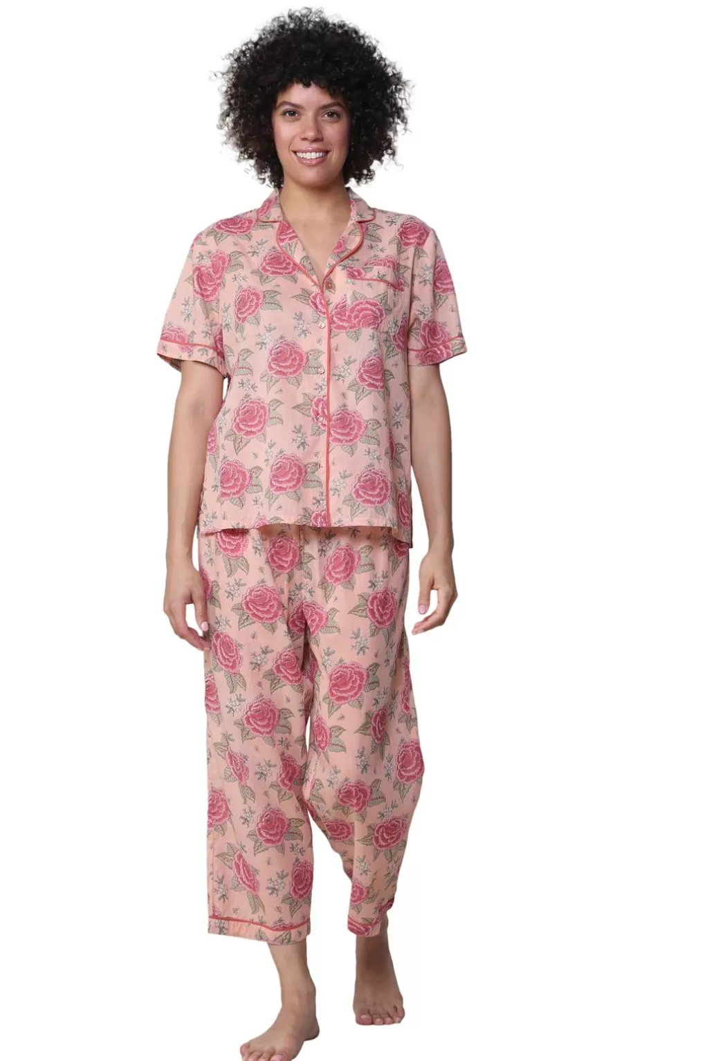 La Cera™ La Cera Short Sleeve Cotton Pajama Set