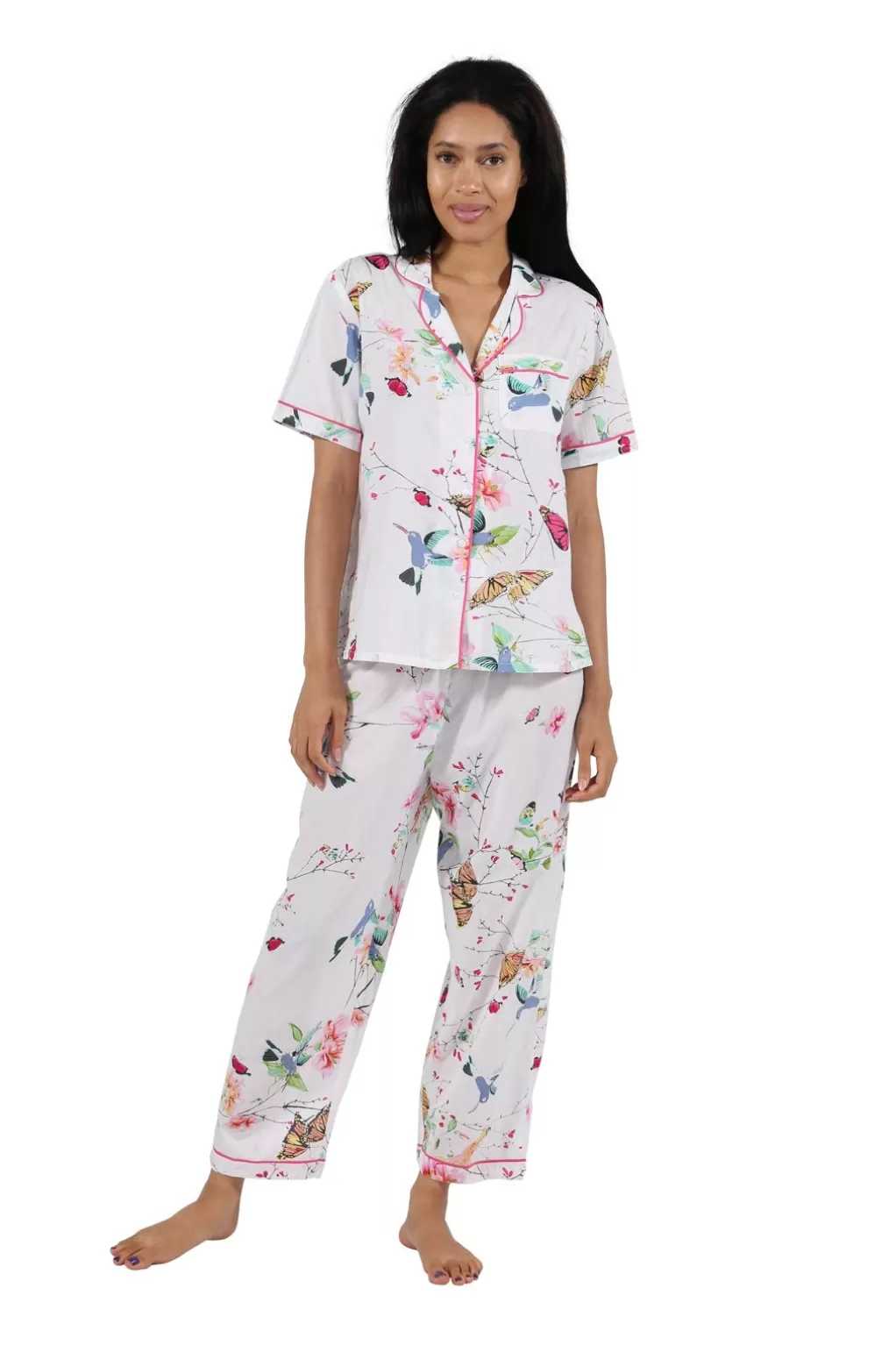 La Cera™ La Cera Short Sleeve Floral Pajama Set