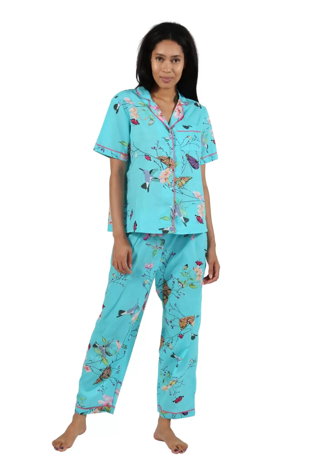 La Cera™ La Cera Short Sleeve Floral Pajama Set