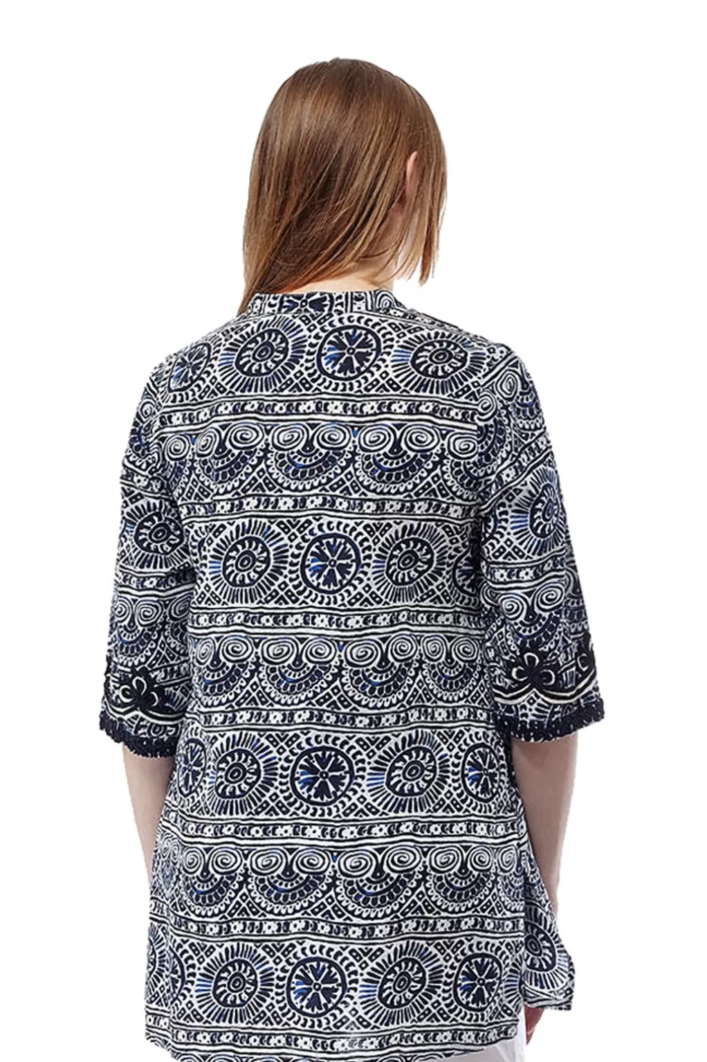 La Cera™ La Cera Short Sleeve Printed Tunic Top