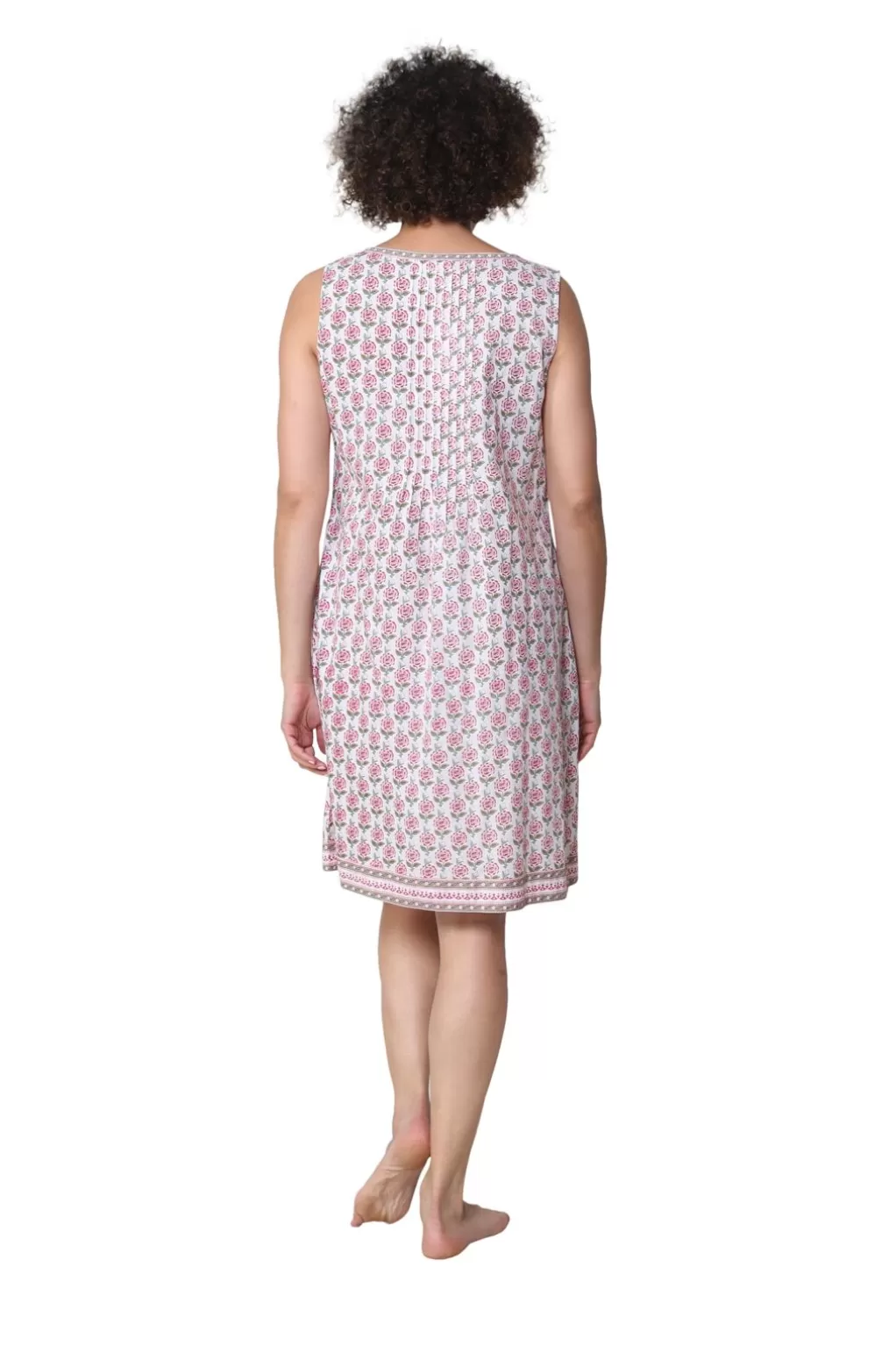 La Cera™ La Cera Sleeveless 100% Cotton Print Chemise