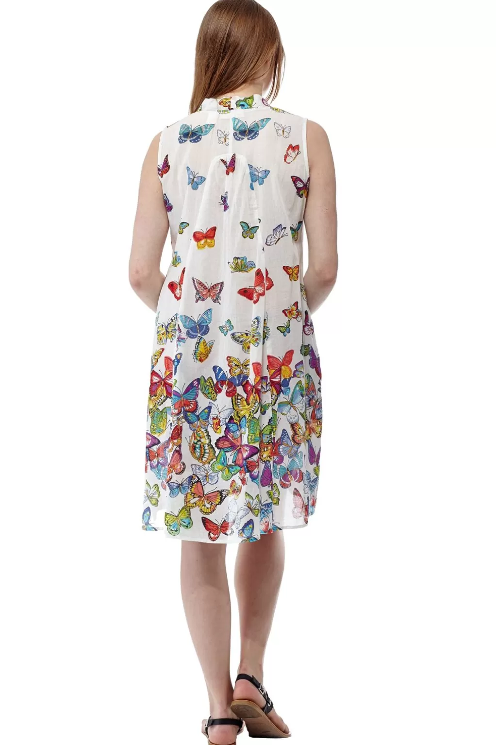 La Cera™ La Cera Sleeveless Butterfly Printed Dress