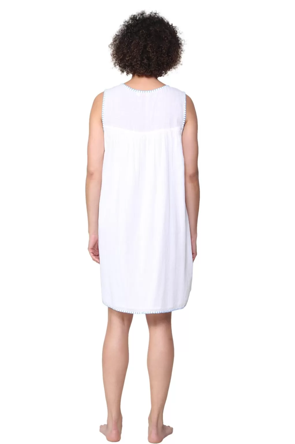 La Cera™ La Cera Sleeveless Chemise With Contrast Embroidery