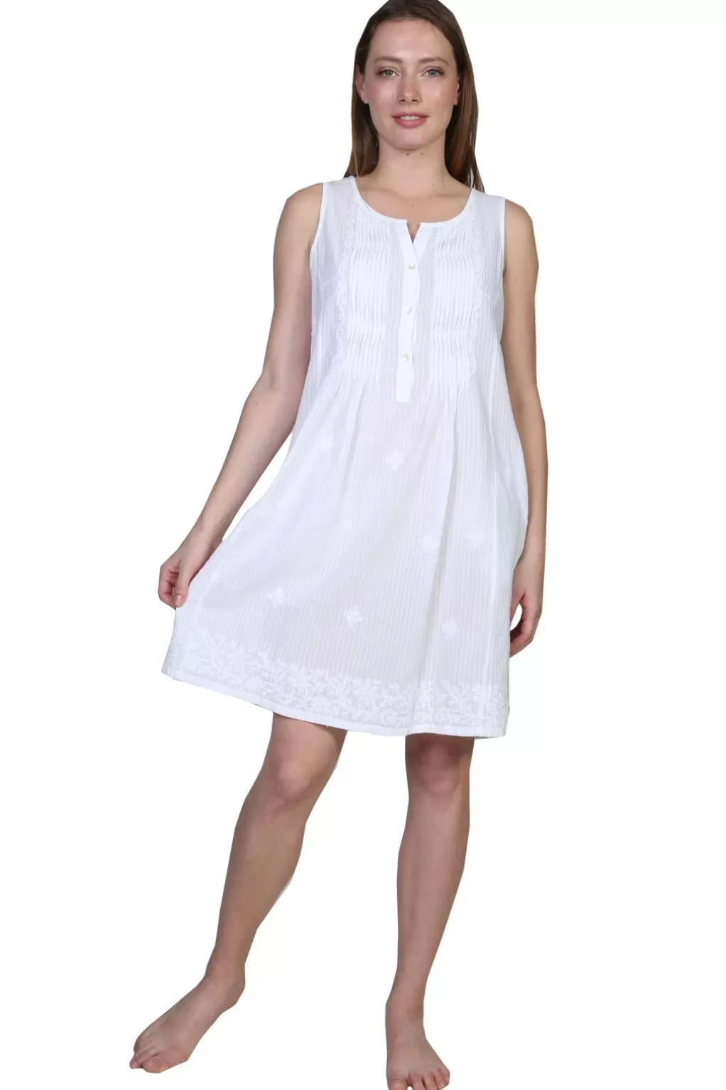 La Cera™ La Cera Sleeveless Embroidered Chemise