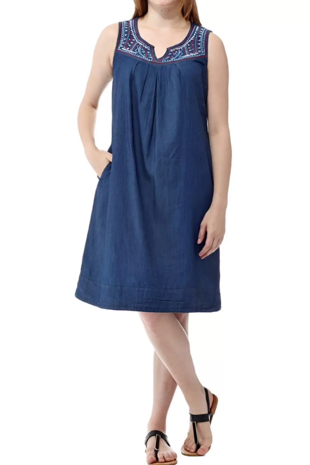 La Cera™ La Cera Sleeveless Embroidered Dress