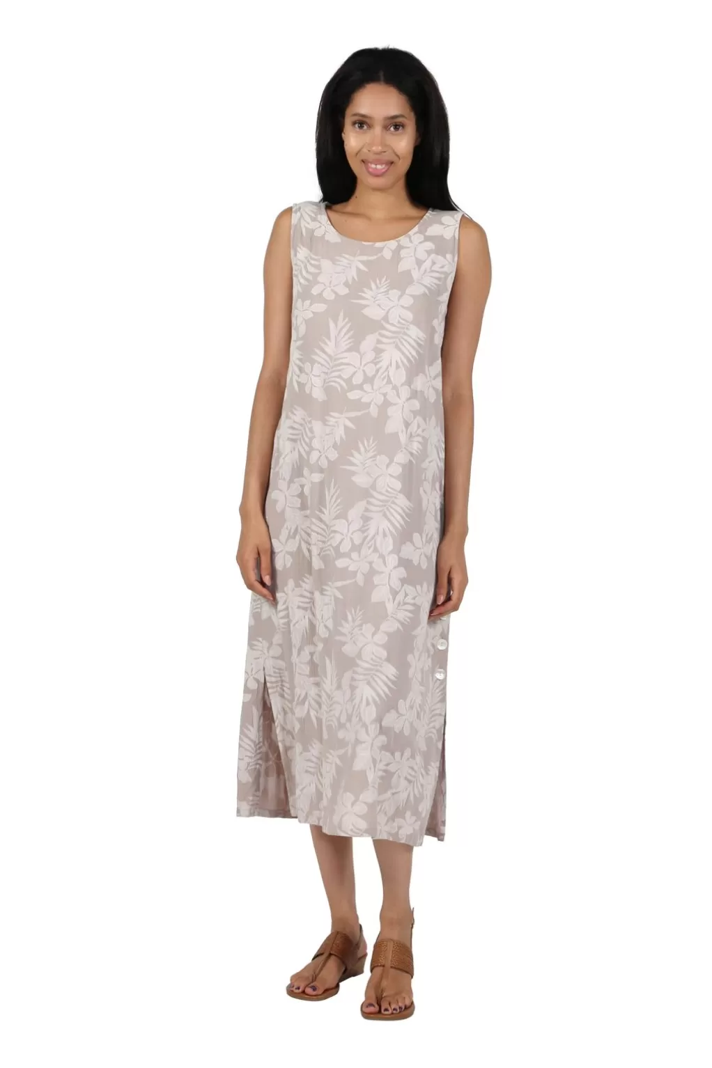 La Cera™ La Cera Sleeveless Floral Tonal Printed A-Line Dress
