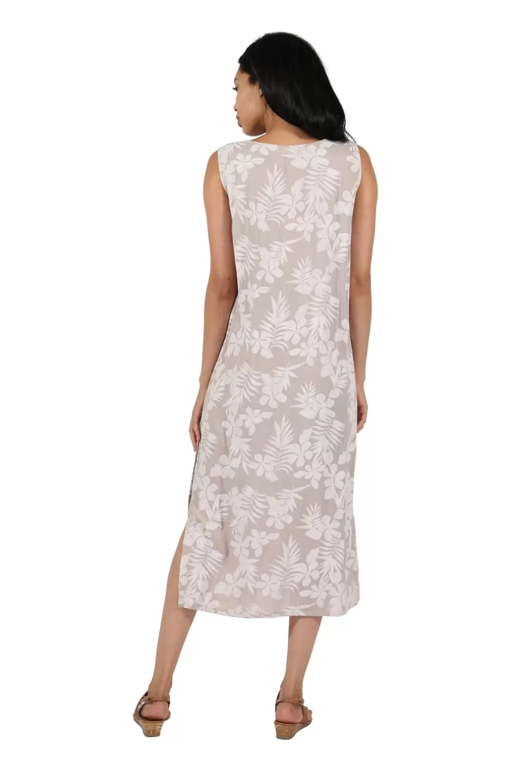 La Cera™ La Cera Sleeveless Floral Tonal Printed A-Line Dress