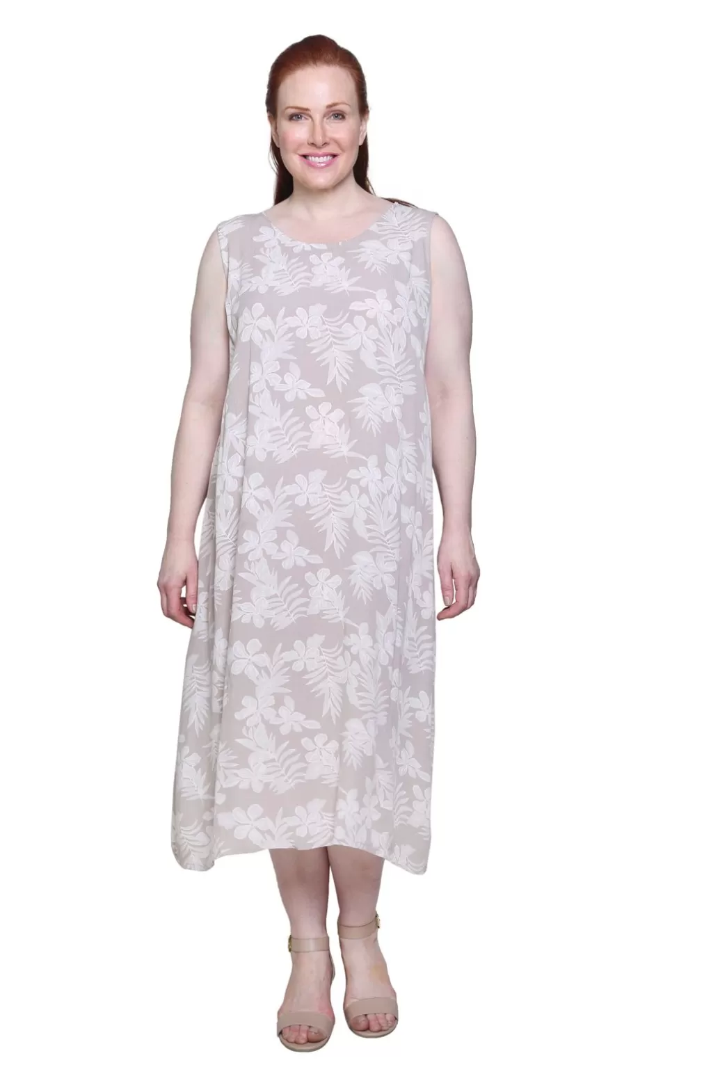 La Cera™ La Cera Sleeveless Floral Tonal Printed A-Line Dress - Plus Size