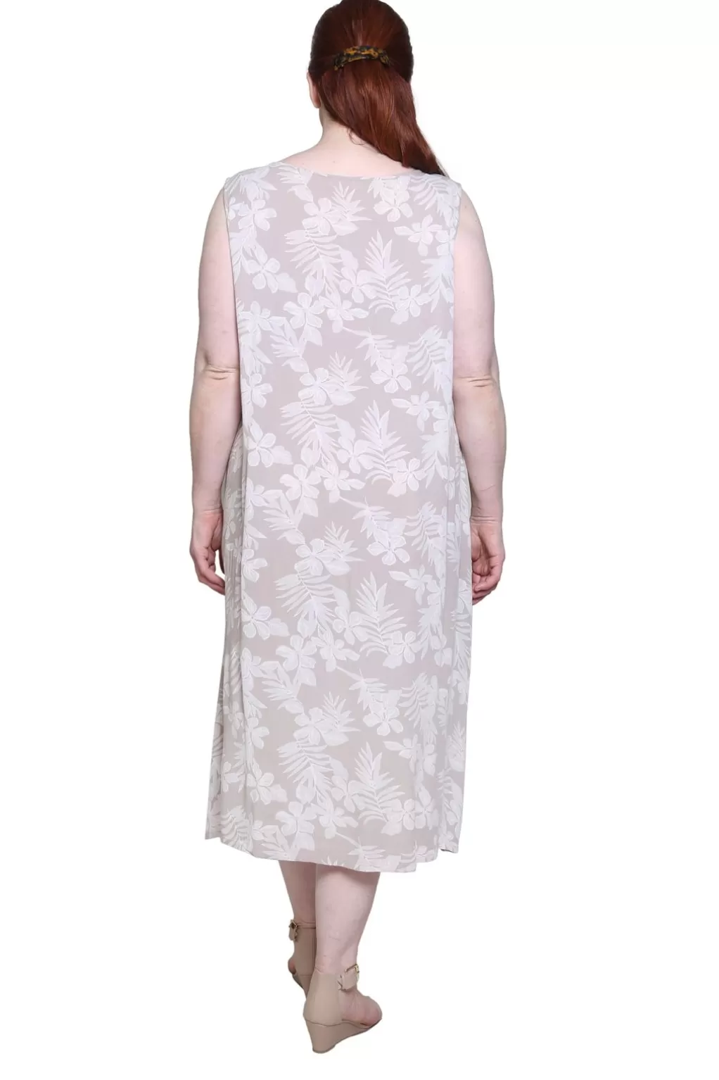 La Cera™ La Cera Sleeveless Floral Tonal Printed A-Line Dress - Plus Size