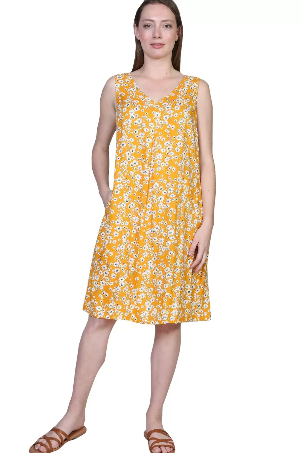 La Cera™ La Cera Sleeveless Rayon Printed A-Line Dress